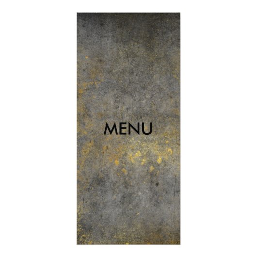 Elegant Gold Grungy Grey Menue Chic Reclamekaart (Voorkant)