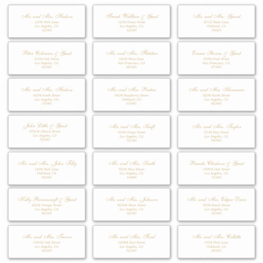 Elegant Gold Guest Adresetiketten Sticker (Voorkant)