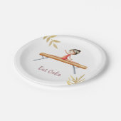 Elegant Gold Gymnast op Beam Eat Cake Party Papieren Bordje (Gekanteld)