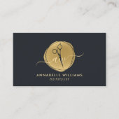 Elegant Gold Haarstylist Logo Visitekaartje (Voorkant)