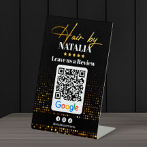 Elegant Gold Hair Salon Google Review QR-code