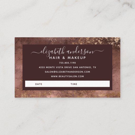 Elegant Gold Hair Stylist Salon Appointine Visitekaartje (Achterkant)