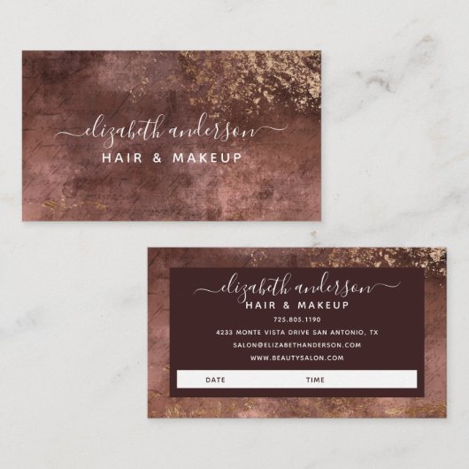 Elegant Gold Hair Stylist Salon Appointine Visitekaartje (Voorkant / Achterkant)