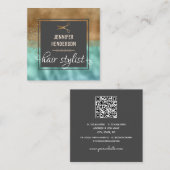 Elegant Gold Hair Stylist Square Vierkante Visitekaartje (Voorkant / Achterkant)