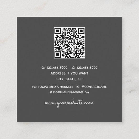 Elegant Gold Hair Stylist Square Vierkante Visitekaartje (Achterkant)