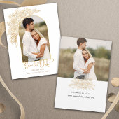 Elegant Gold Hand Drawn Roos Foto Save the Date