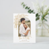 Elegant Gold Hand Drawn Roos Foto Save the Date Aankondigingskaart (Staand voorkant)