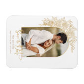 Elegant Gold Hand Drawn Roos Foto Save the Date Magneet (Horizontaal)