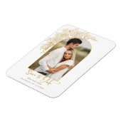Elegant Gold Hand Drawn Roos Foto Save the Date Magneet (Linkerzijde)