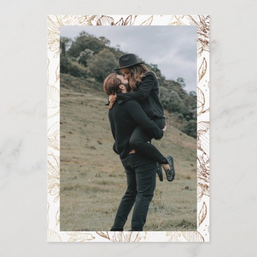 Elegant Gold Hand - foto van botanische bruiloft Save The Date (Achterkant)