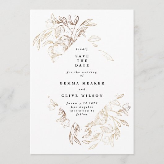 Elegant Gold Hand - foto van botanische bruiloft Save The Date (Voorkant)