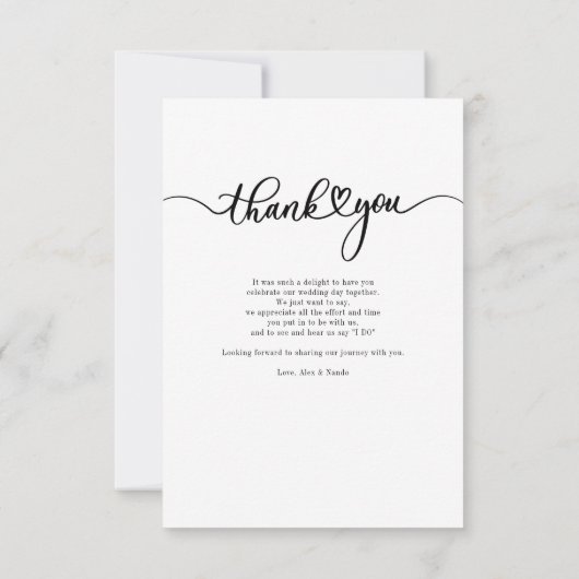 Elegant Gold Hand-Lettered Weddenfoto Hartelijk da Notitiekaartje (Achterkant)