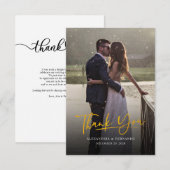 Elegant Gold Hand-Lettered Weddenfoto Hartelijk da Notitiekaartje (Voorkant / Achterkant)