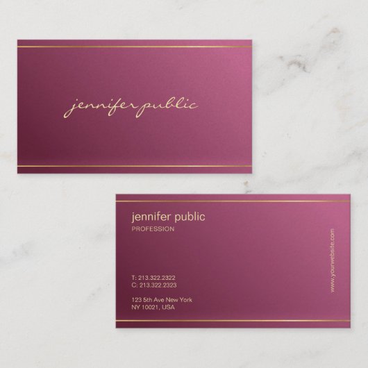 Elegant Gold Hand Script esthetische Elite Luxe Visitekaartje (Voorkant / Achterkant)