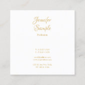 Elegant Gold Hand Script Text Minimalist Sjabloon Vierkante Visitekaartje (Achterkant)