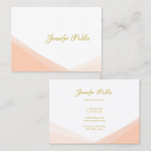 Elegant Gold Hand Script Text Professional Modern Visitekaartje (Voorkant / Achterkant)