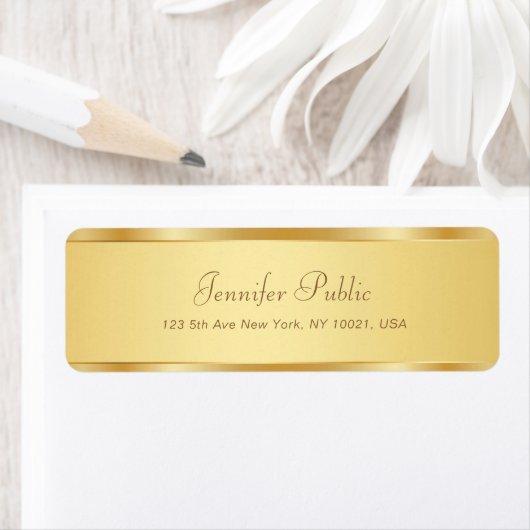 Elegant Gold Handgeschreven Script Name Profession Etiket (Insitu)