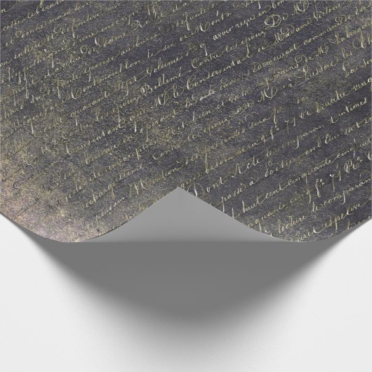 Elegant  Gold Handwrite Letter on Black T Cadeaupapier (Hoek)