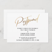 Elegant Gold Handwrite Postponed Wedding Kaart (Voorkant / Achterkant)