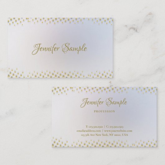 Elegant Gold Handwrited Name Modern Sjabloon Visitekaartje (Voorkant / Achterkant)