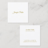 Elegant Gold Handwrited Script Minimal Design Vierkante Visitekaartje (Voorkant / Achterkant)