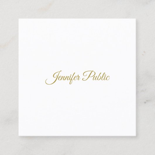 Elegant Gold Handwrited Script Minimal Design Vierkante Visitekaartje (Voorkant)