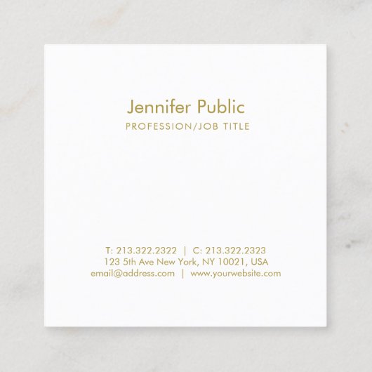 Elegant Gold Handwrited Script Minimal Design Vierkante Visitekaartje (Achterkant)