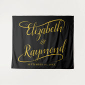 Elegant Gold Handwrited Swash Calligraphy Wedding Wandkleed (Voorkant (horizontaal))