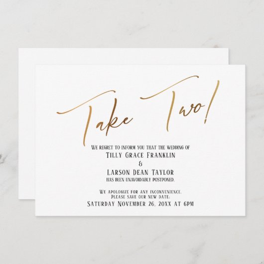 Elegant Gold Handwriting duurt twee weken Kaart (Voorkant / Achterkant)