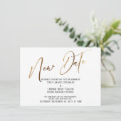 Elegant Gold Handwriting New Date Notice Kaart (Staand voorkant)