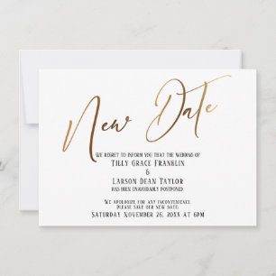 Elegant Gold Handwriting New Date Notice Kaart