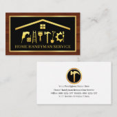 Elegant Gold Handyman Tools Frame On Wood Visitekaartje (Voorkant / Achterkant)