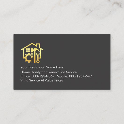 Elegant Gold Handyman Tools Frame Visitekaartje (Achterkant)