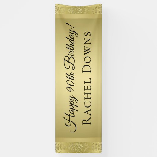 Elegant Gold Happy Birthday-banner Spandoek (Verticaal)