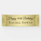 Elegant Gold Happy Birthday-banner Spandoek (Horizontaal)