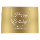 Elegant Gold Happy Birthday met naam Groot Cadeauzakje (Voorkant)