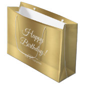 Elegant Gold Happy Birthday met naam Groot Cadeauzakje (Voorkant Gekanteld)