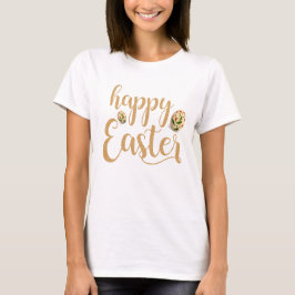 Elegant Gold Happy Easter Modern T-shirt
