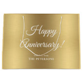 Elegant Gold Happy Jubileum Naam Grote Gift Bag Groot Cadeauzakje (Voorkant)