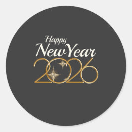 Elegant Gold “Happy New Year 2026” Black & Gold  Ronde Sticker