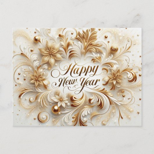Elegant Gold Happy New Year Briefkaart (Voorkant)