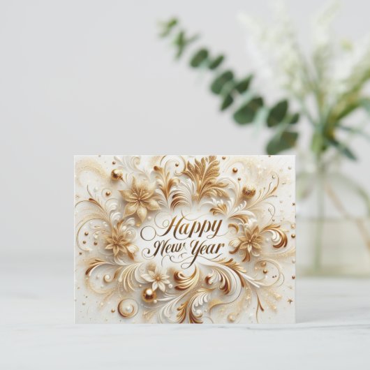 Elegant Gold Happy New Year Briefkaart (Staand voorkant)