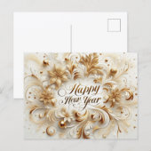 Elegant Gold Happy New Year Briefkaart (Voorkant / Achterkant)
