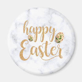 Elegant Gold Happy Pasen met bloemeieren Magneet