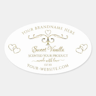 Elegant Gold  hart op witte productlabels Ovale Sticker