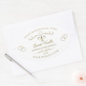 Elegant Gold  hart op witte productlabels Ovale Sticker (Envelop)