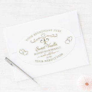 Elegant Gold  hart op witte productlabels Ovale Sticker
