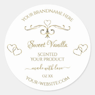 Elegant Gold  hart op witte productlabels Ronde Sticker