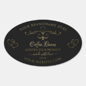 Elegant Gold  hart op zwarte productlabels Ovale Sticker (Voorkant)