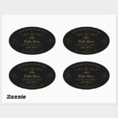 Elegant Gold  hart op zwarte productlabels Ovale Sticker (Vel)